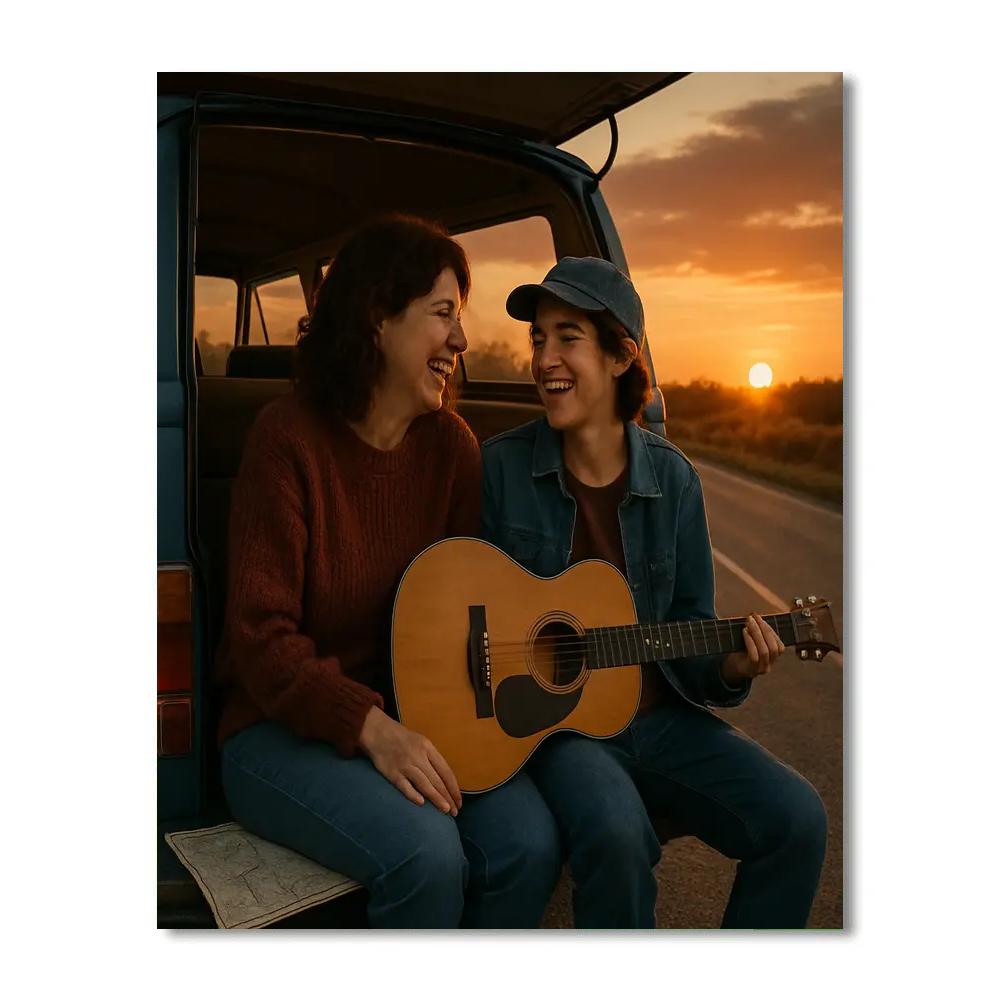 Mother And Teen Roadside Song paint by color