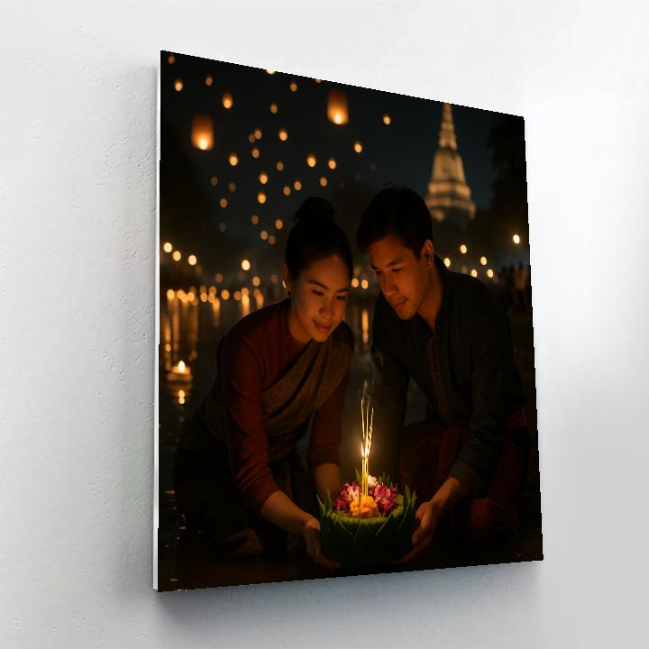 Lanterns Over Ping River Chiang Mai painting number kit