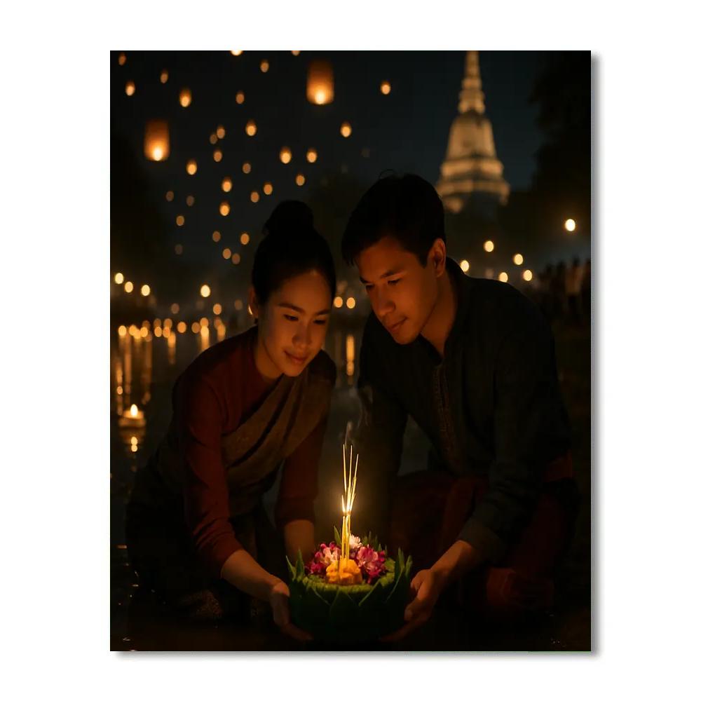 Lanterns Over Ping River Chiang Mai painting number kit