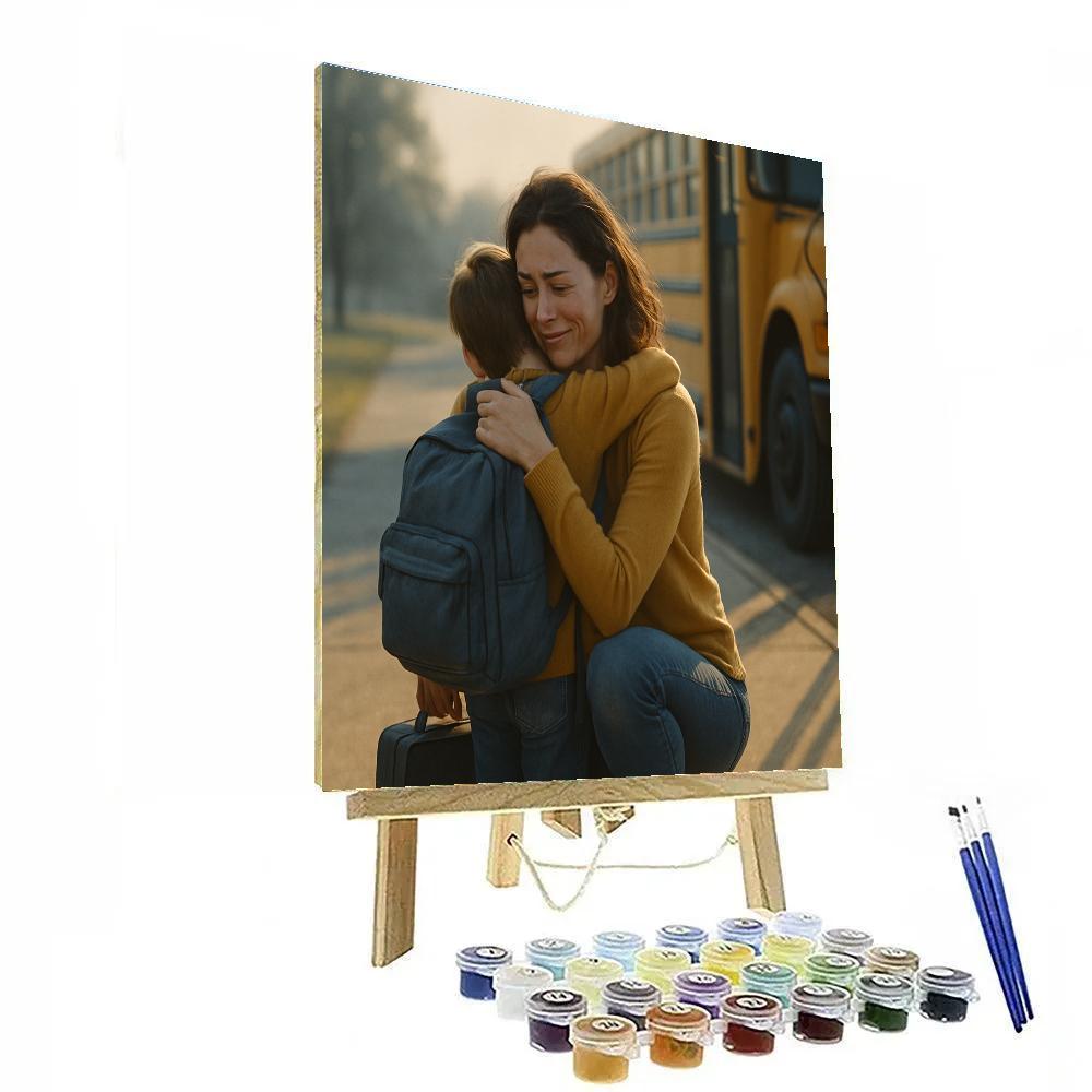Farewell Hug At Bus Stop paint by color