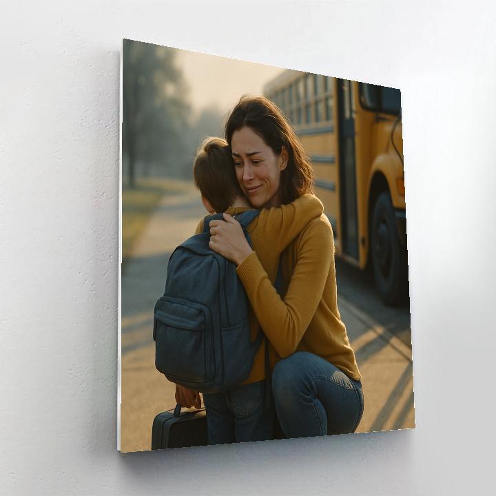 Farewell Hug At Bus Stop paint by color