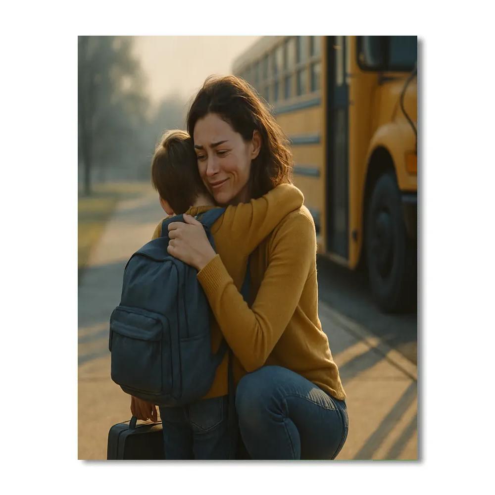 Farewell Hug At Bus Stop paint by color