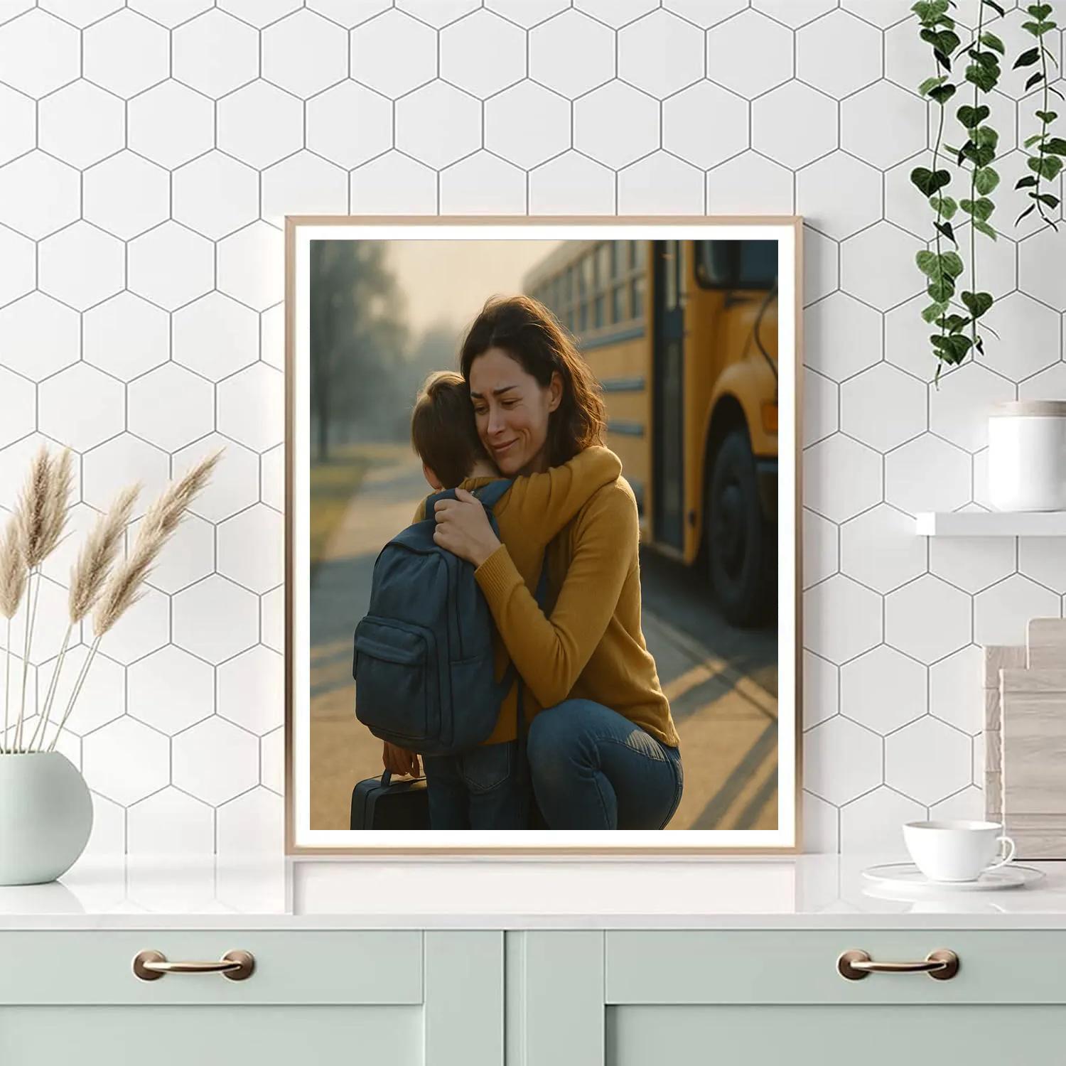 Farewell Hug At Bus Stop paint by color