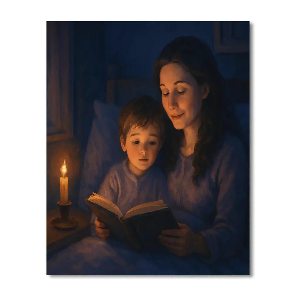 Bedtime Stories Under Moonlight Number painting