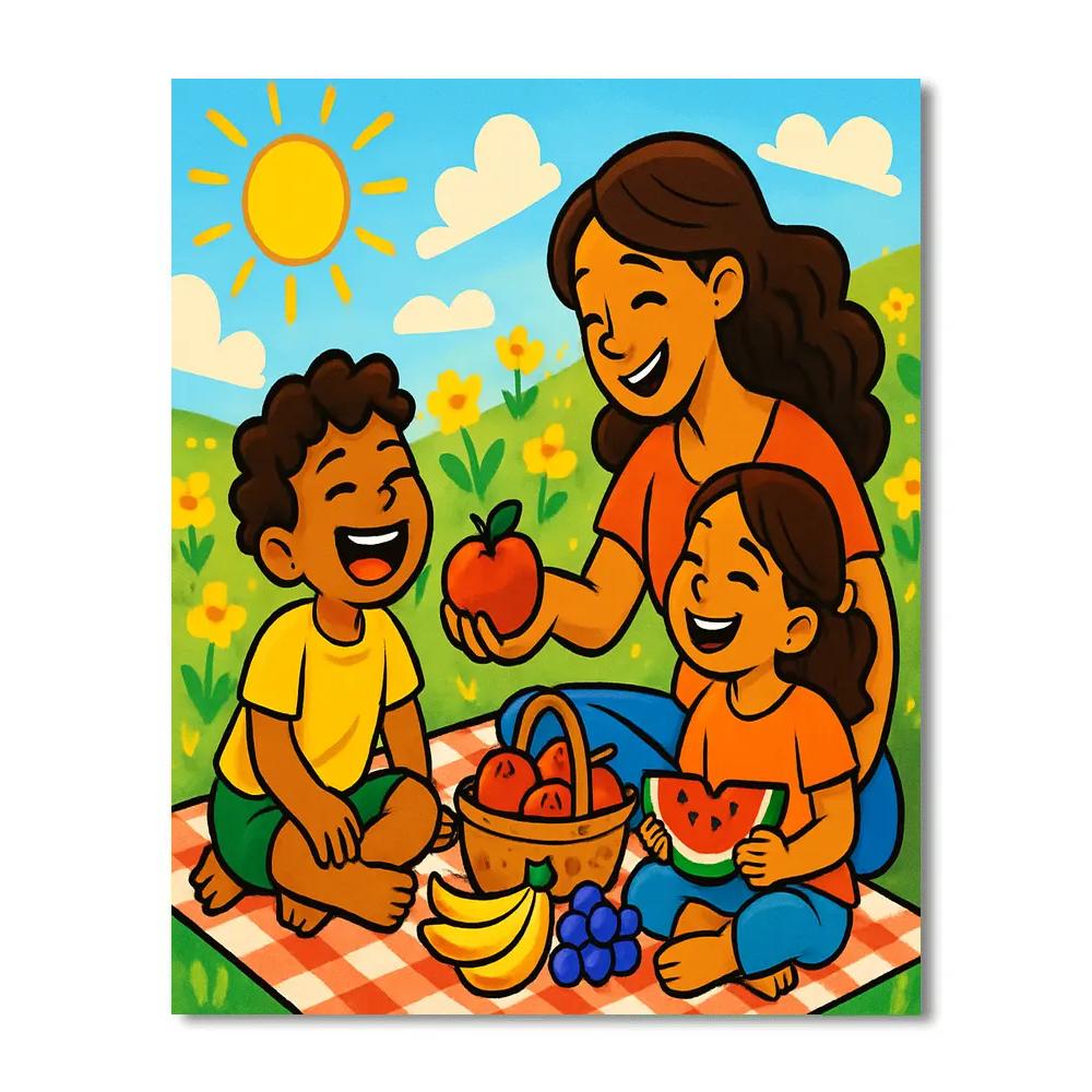 Picnic In The Sunlit Meadow paint by color