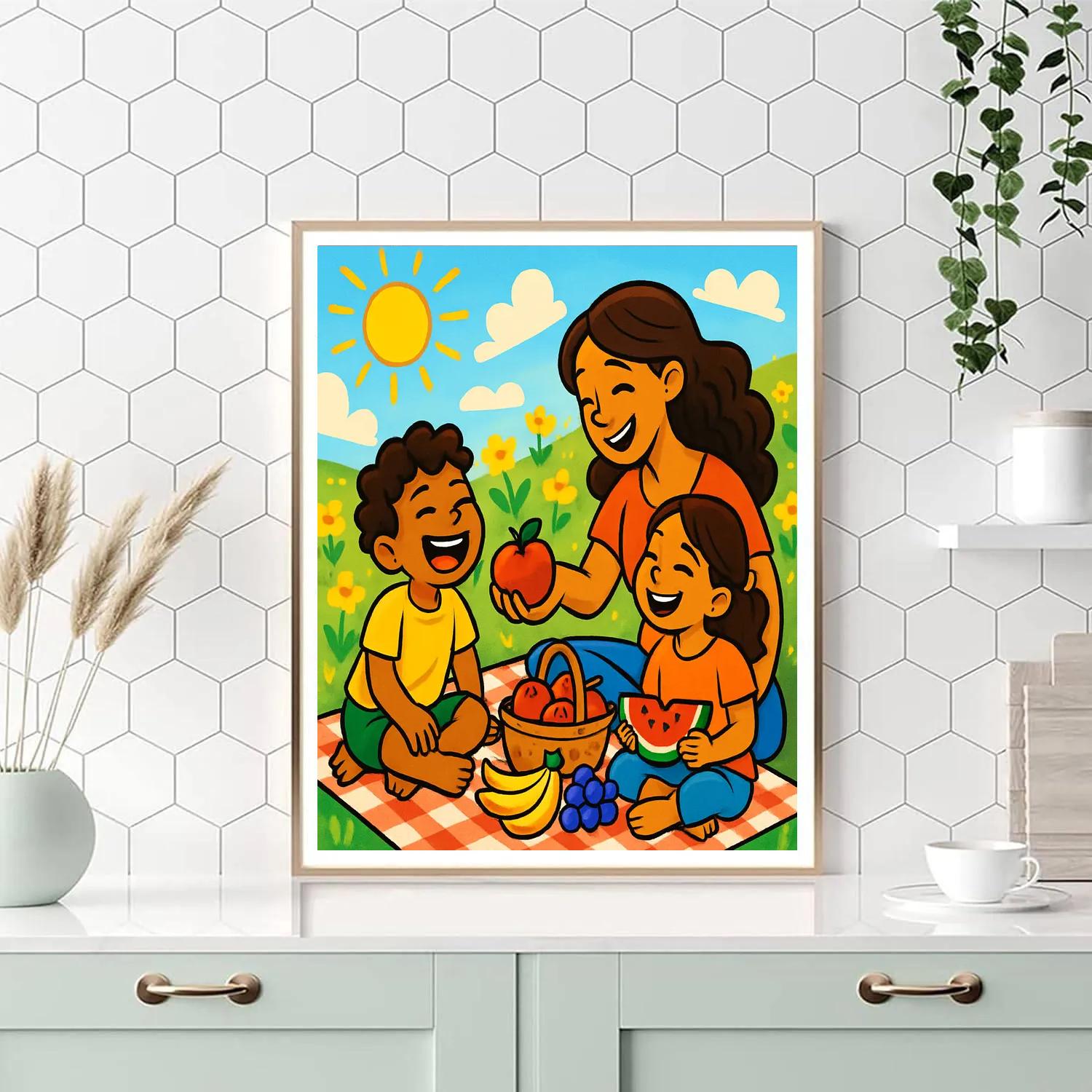 Picnic In The Sunlit Meadow paint by color