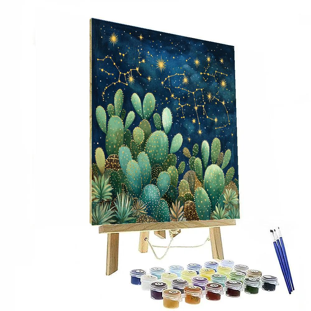 Frida Kahlo Inspired Cactus Constellation paint by numbers