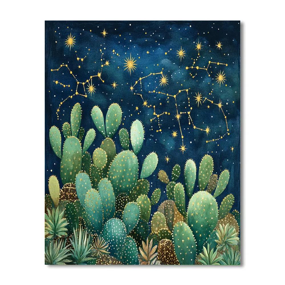 Frida Kahlo Inspired Cactus Constellation paint by numbers