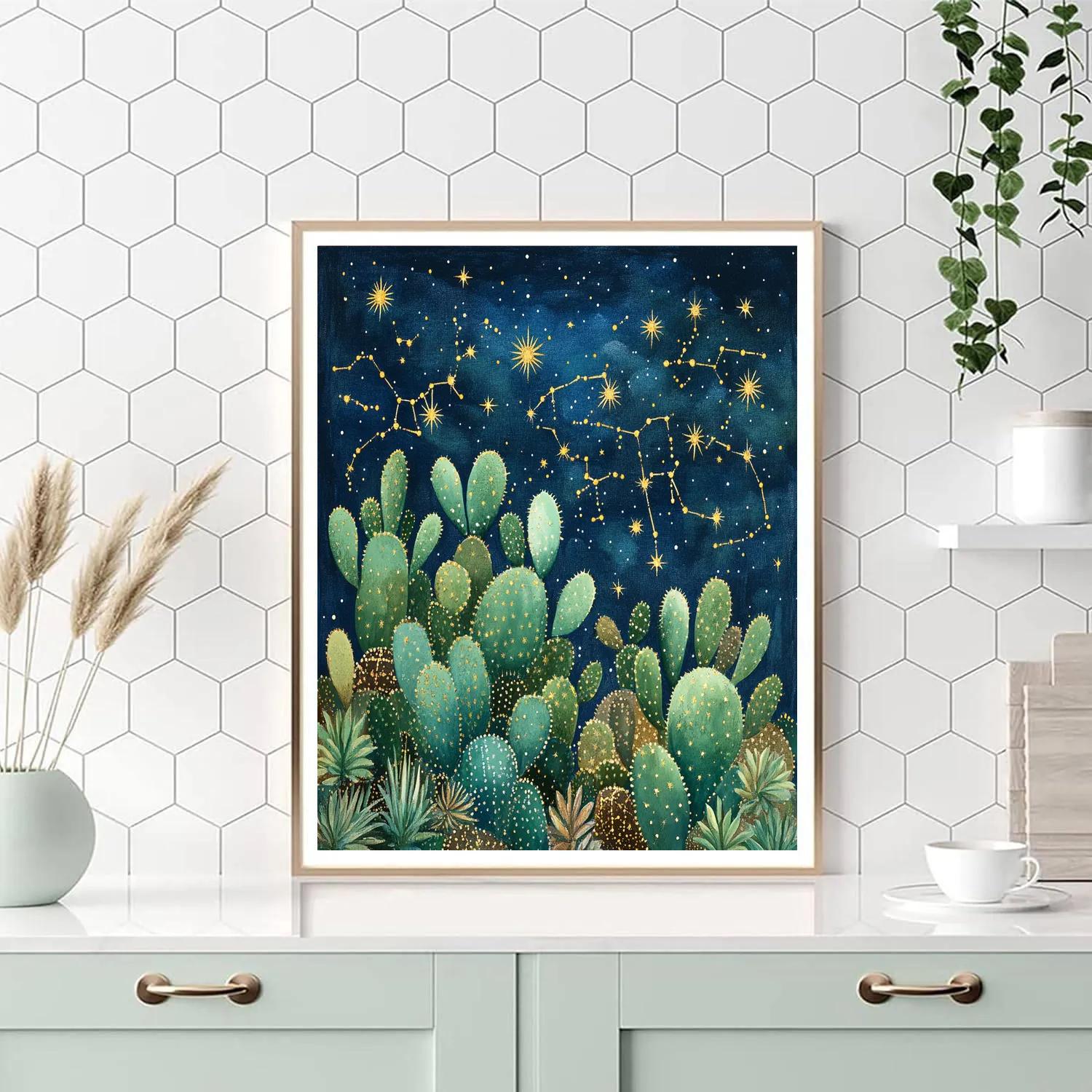 Frida Kahlo Inspired Cactus Constellation paint by numbers