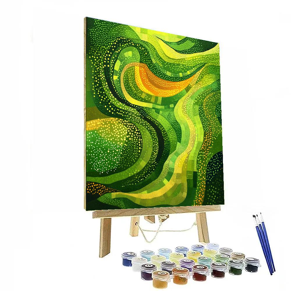 Georges Seurat Inspired Verdant Geometry paint by color