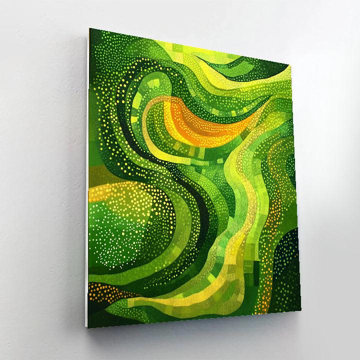 Georges Seurat Inspired Verdant Geometry paint by color