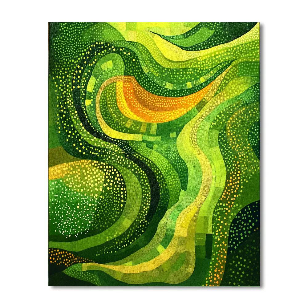 Georges Seurat Inspired Verdant Geometry paint by color