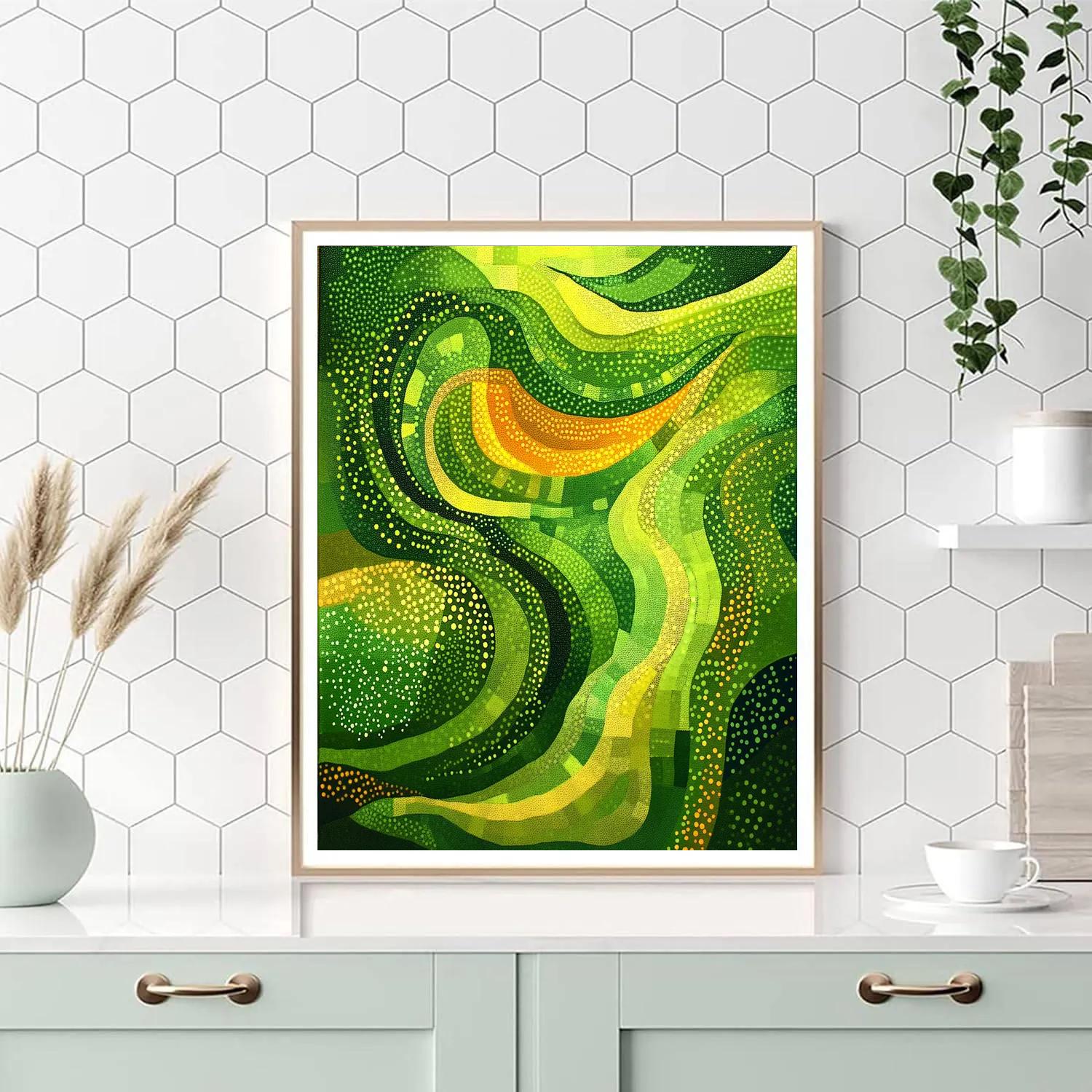 Georges Seurat Inspired Verdant Geometry paint by color