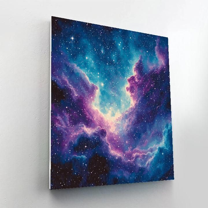 Georges Seurat Inspired Cosmic Nebula Number painting