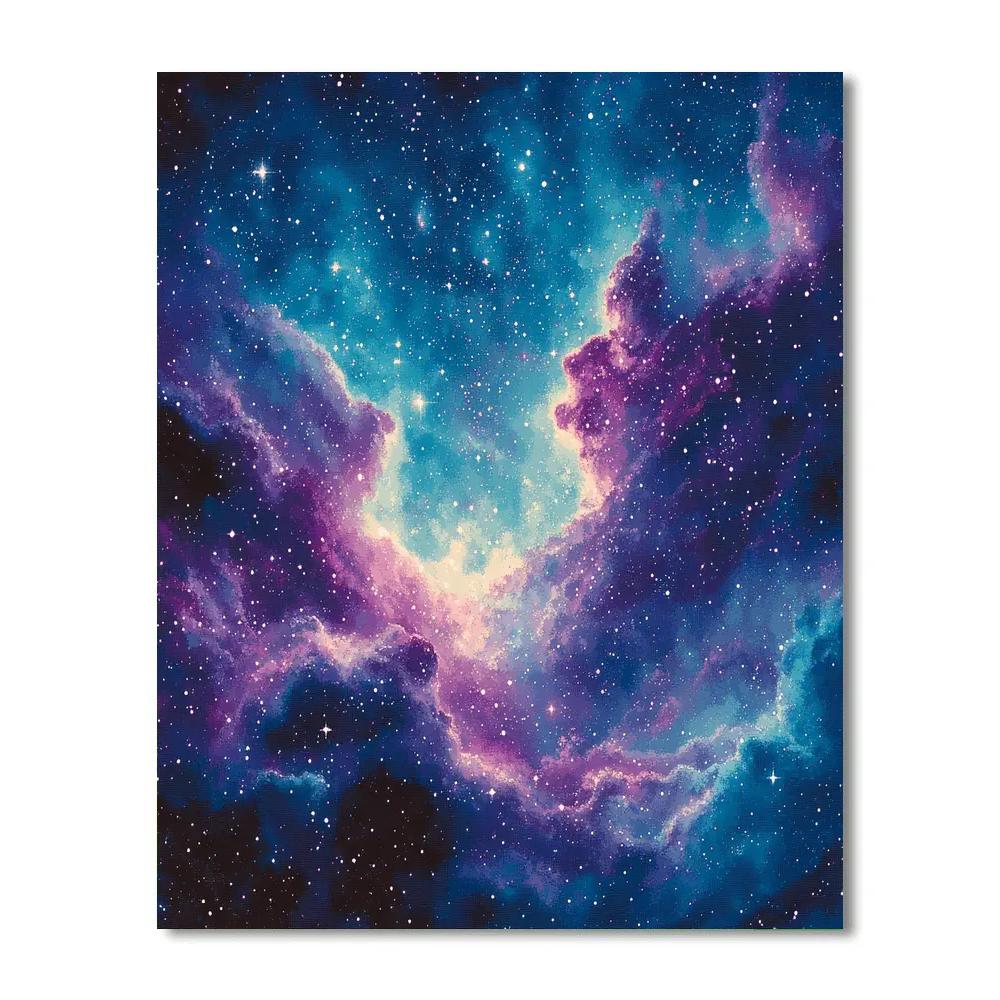 Georges Seurat Inspired Cosmic Nebula Number painting