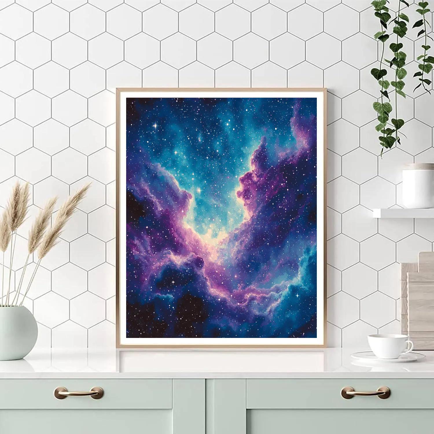 Georges Seurat Inspired Cosmic Nebula Number painting