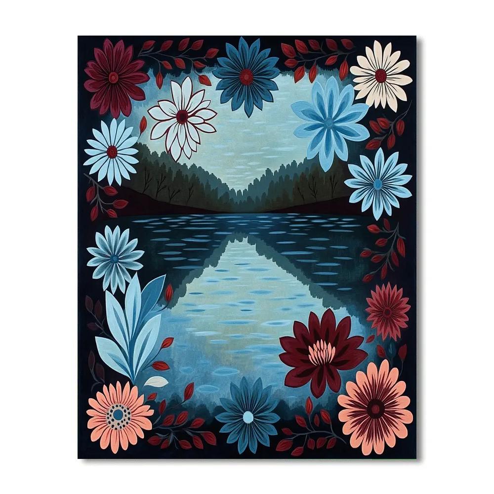 Frida Kahlo Inspired Mirrored Lagoon Of Petals Paint by numbers kits