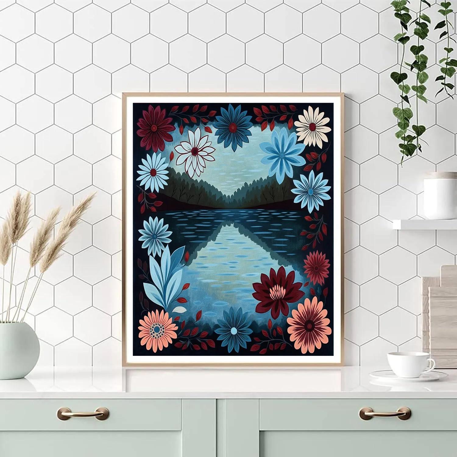 Frida Kahlo Inspired Mirrored Lagoon Of Petals Paint by numbers kits