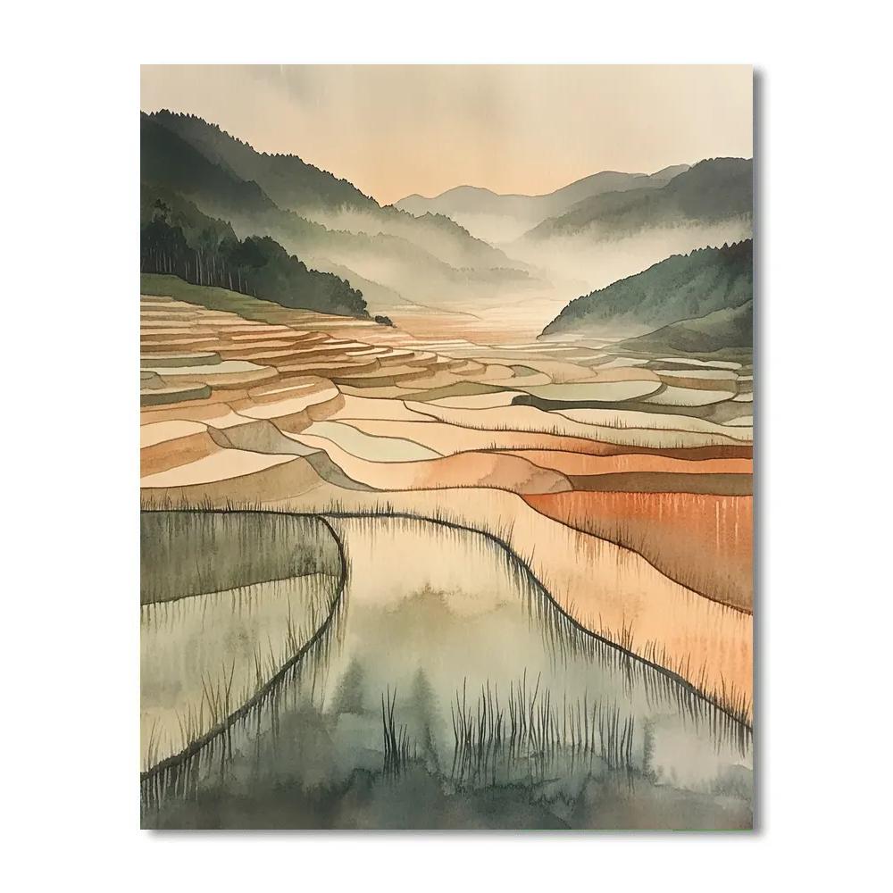 Nandalal Bose Inspired Monsoon Rhythm Paint by numbers art