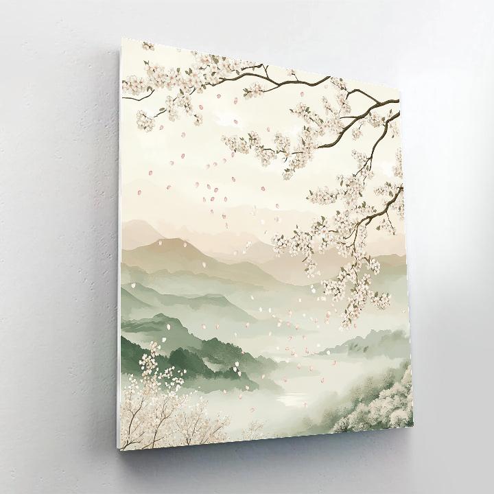 Hiroshige Inspired Cherry Blossom Drift Number painting