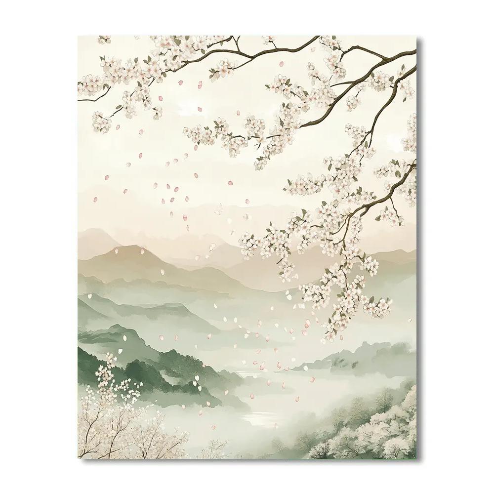 Hiroshige Inspired Cherry Blossom Drift Number painting