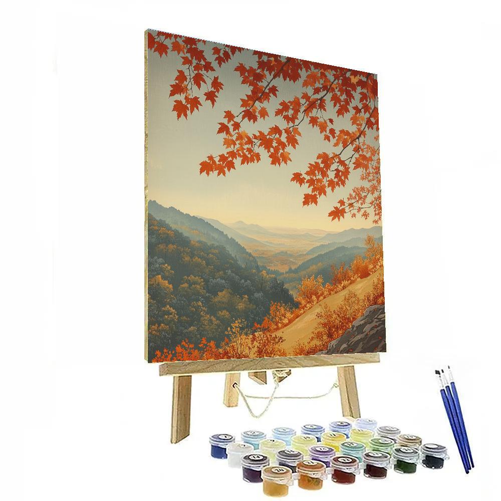 Hiroshige Inspired Autumn Maple Cascade paint by number
