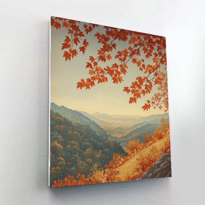 Hiroshige Inspired Autumn Maple Cascade paint by number