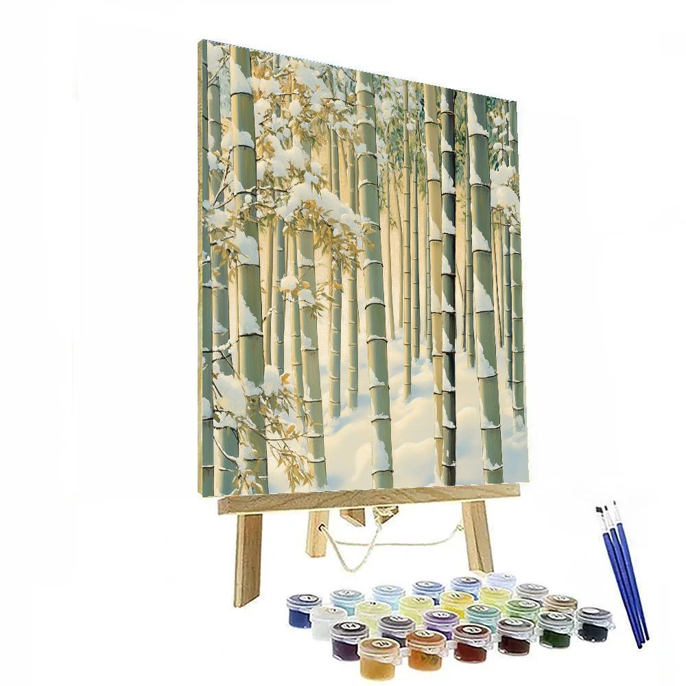 Hiroshige Inspired Winter Bamboo Glow Paint by numbers art