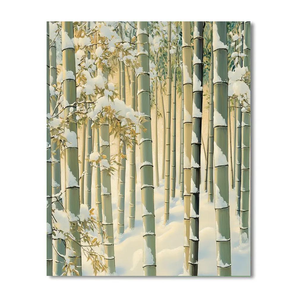 Hiroshige Inspired Winter Bamboo Glow Paint by numbers art
