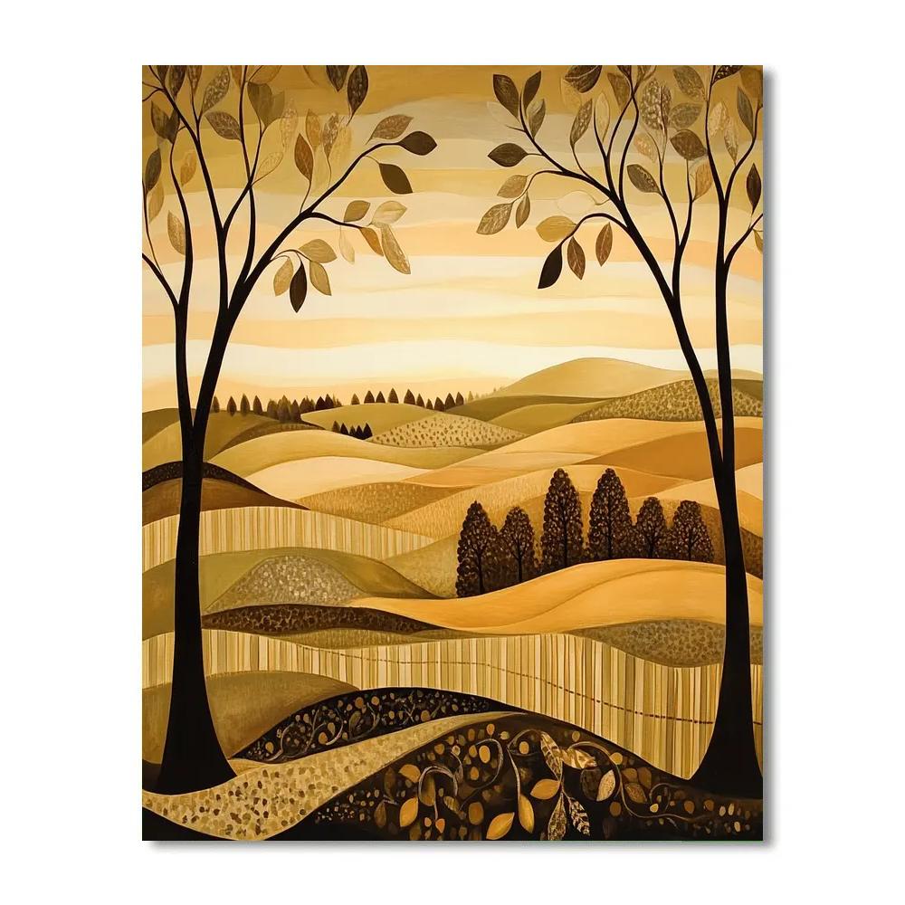 Nandalal Bose Inspired Village Horizon Patterns paint by color