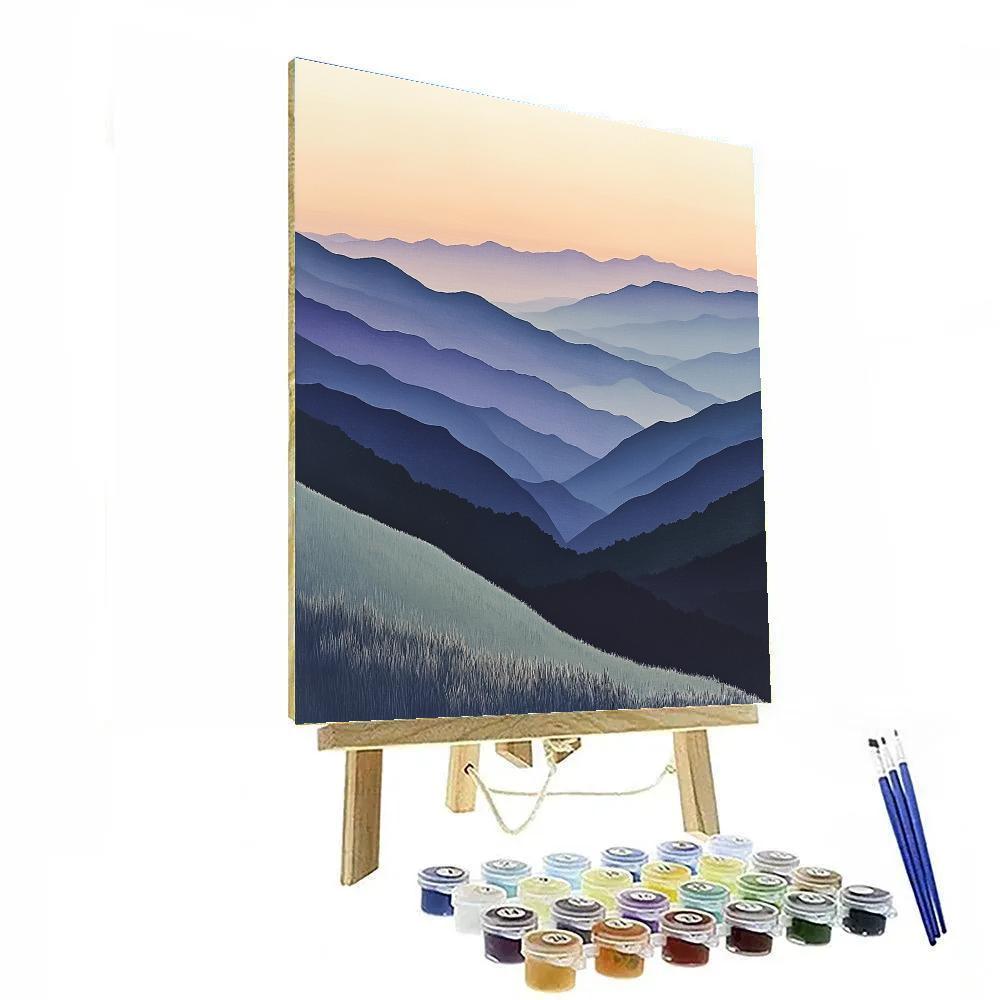Hiroshige Inspired Distant Mountain Mist Paint by numbers kits