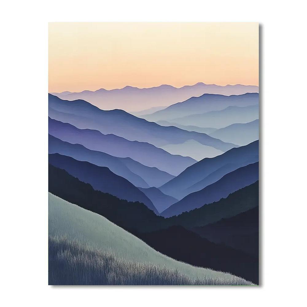 Hiroshige Inspired Distant Mountain Mist Paint by numbers kits