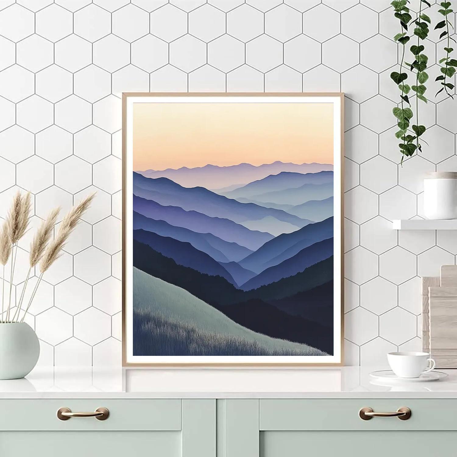 Hiroshige Inspired Distant Mountain Mist Paint by numbers kits