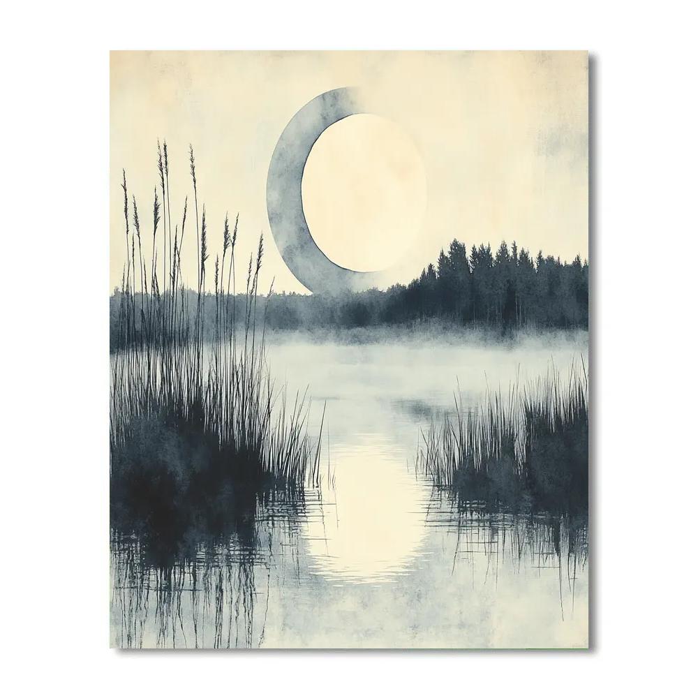 Zhao Mengfu Inspired Moonlit Marsh Study Paint by numbers art