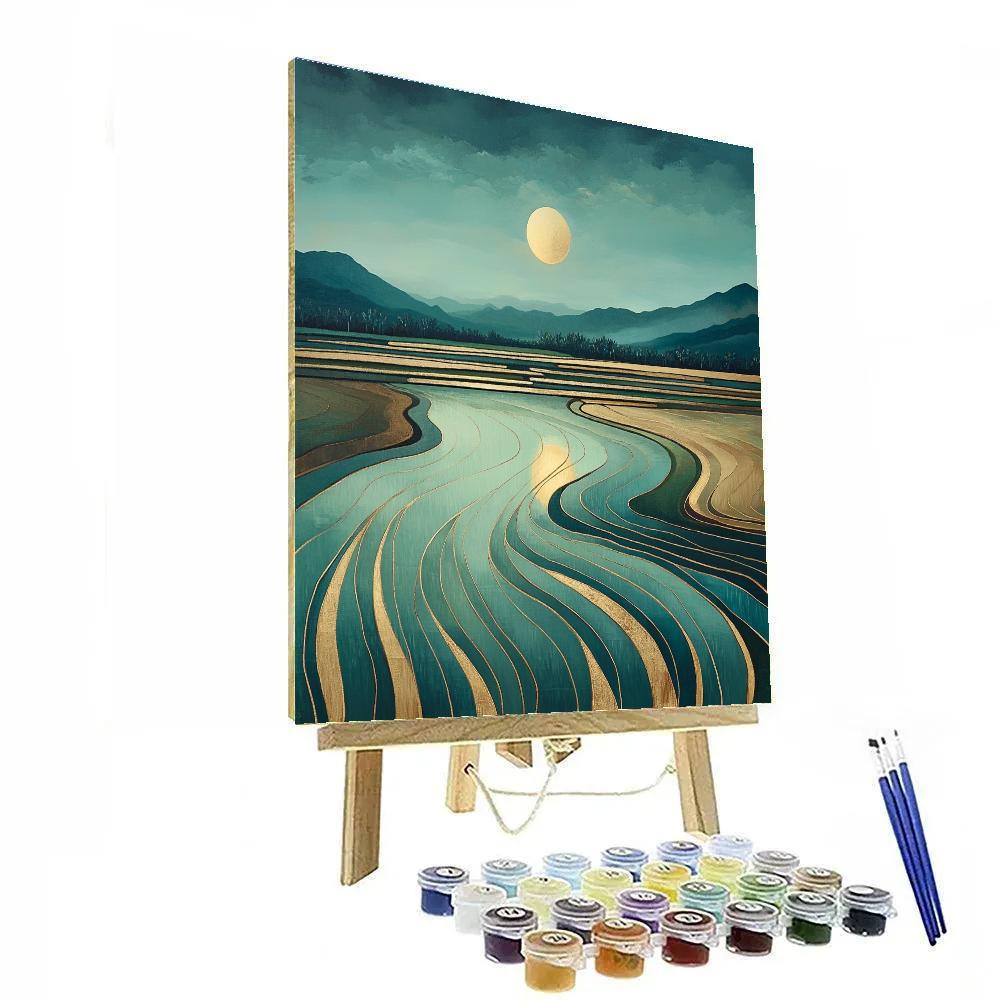 Nandalal Bose Inspired Moonlit Paddy Harmony DIY paint by numbers