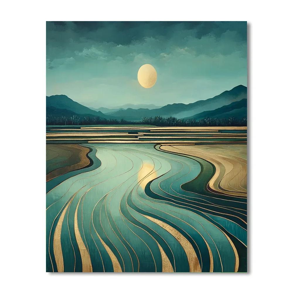 Nandalal Bose Inspired Moonlit Paddy Harmony DIY paint by numbers