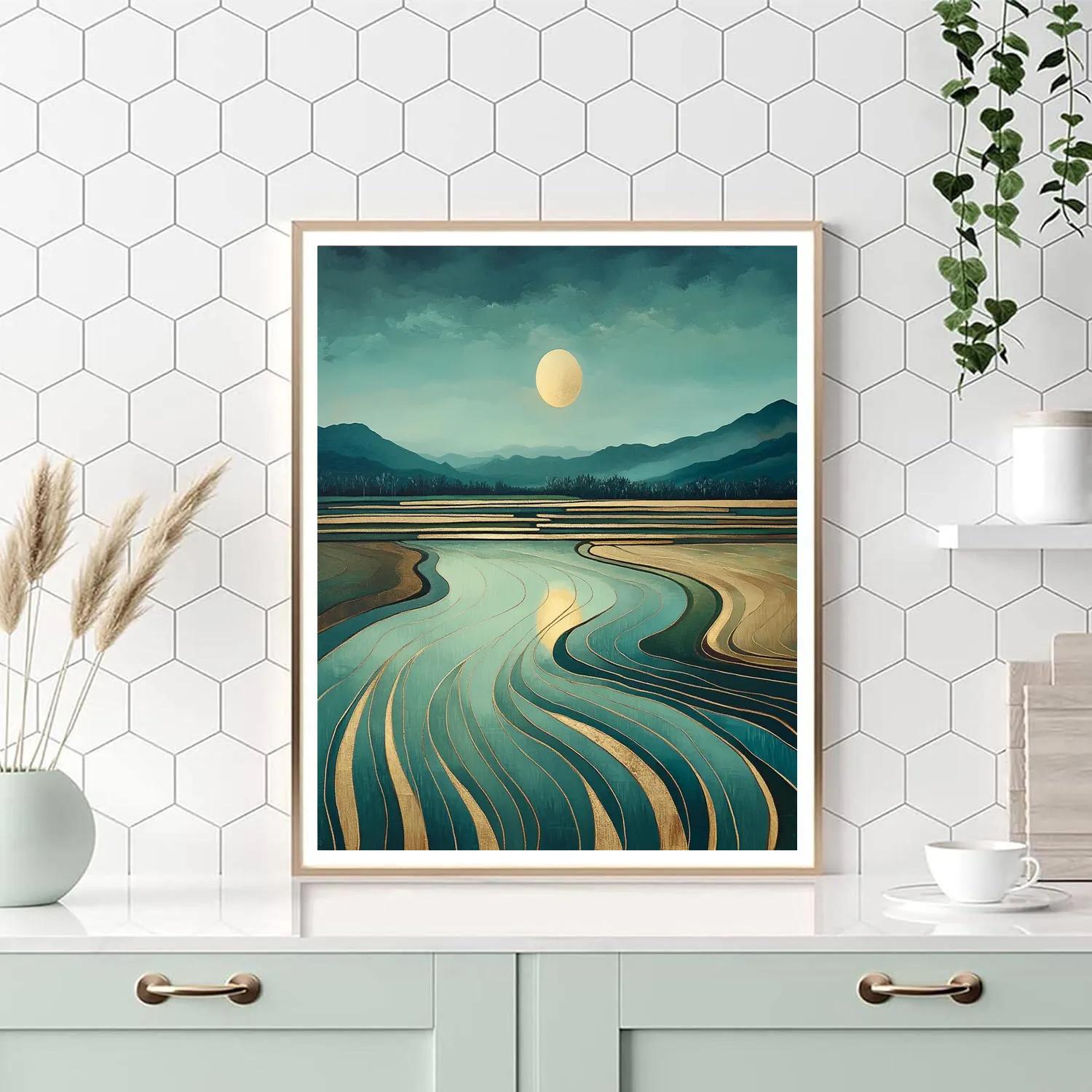 Nandalal Bose Inspired Moonlit Paddy Harmony DIY paint by numbers