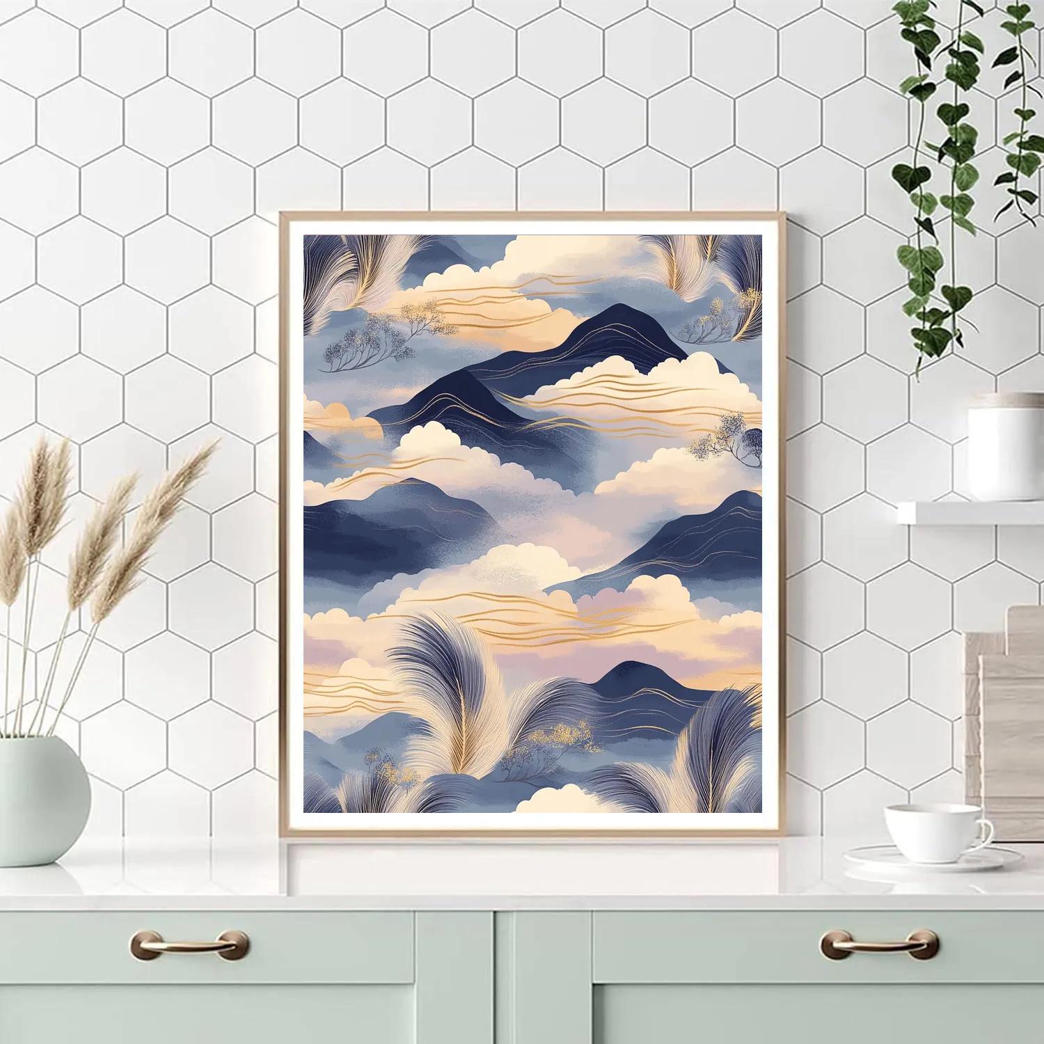 Hiroshige Inspired Evening Crane Sky Pattern Paint by numbers kits