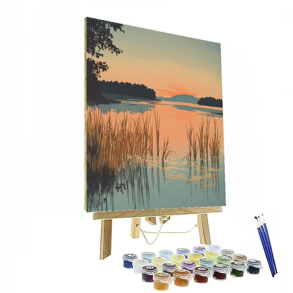Hiroshige Inspired Sunset Reed Harmony painting number kit
