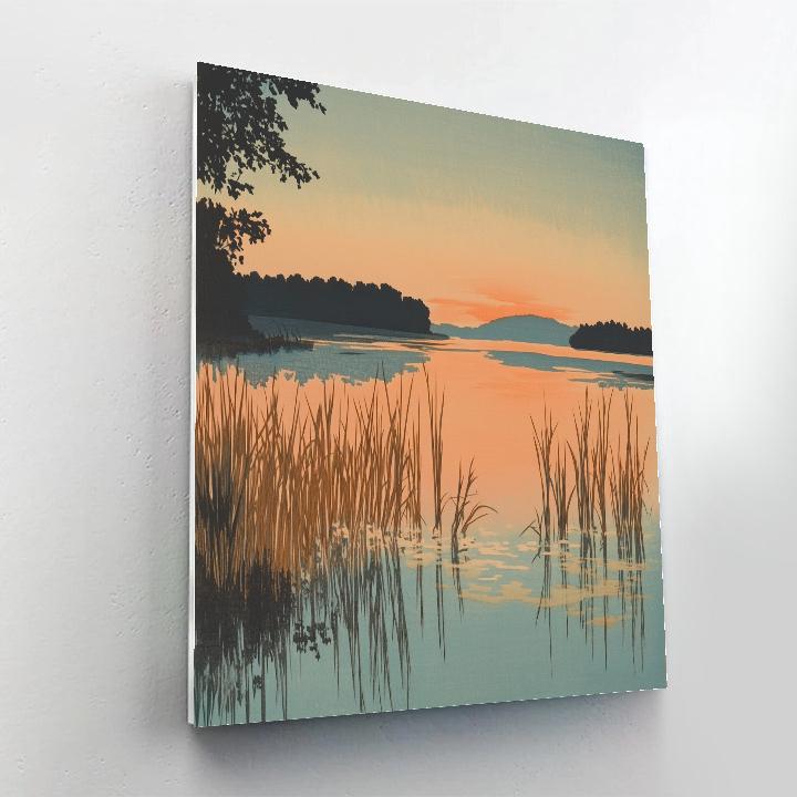 Hiroshige Inspired Sunset Reed Harmony painting number kit