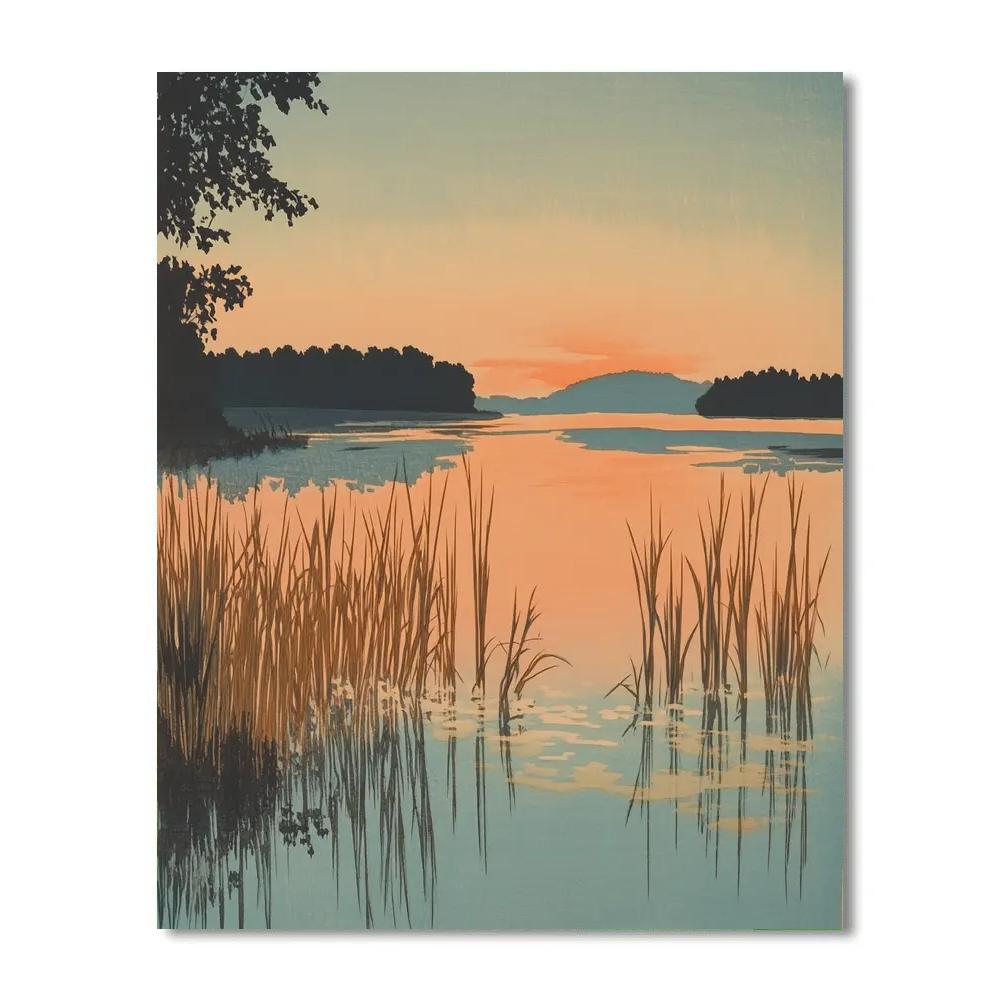 Hiroshige Inspired Sunset Reed Harmony painting number kit