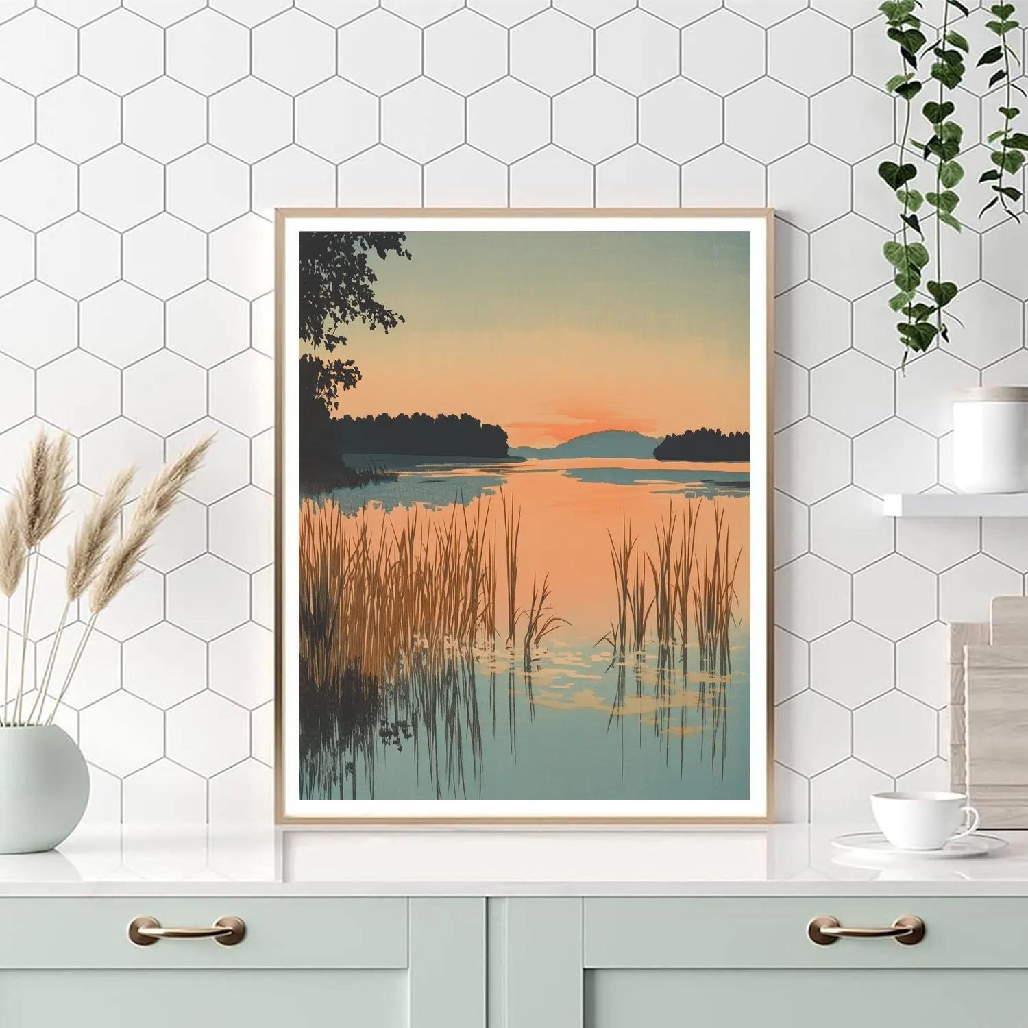 Hiroshige Inspired Sunset Reed Harmony painting number kit