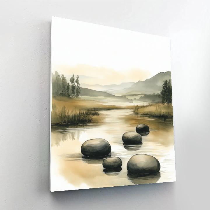 Zhao Mengfu Inspired River Stone Rhyme paint by number
