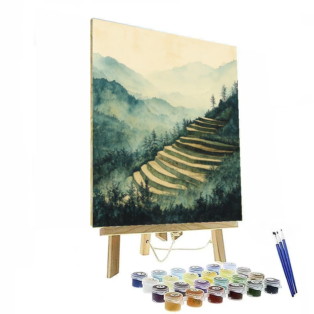 Zhao Mengfu Inspired Mist-veiled Terrace paint by number