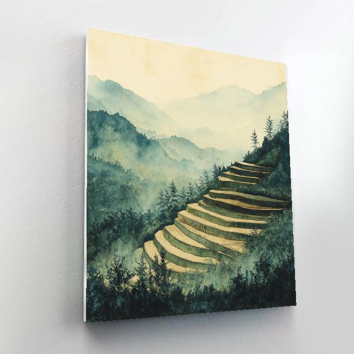 Zhao Mengfu Inspired Mist-veiled Terrace paint by number