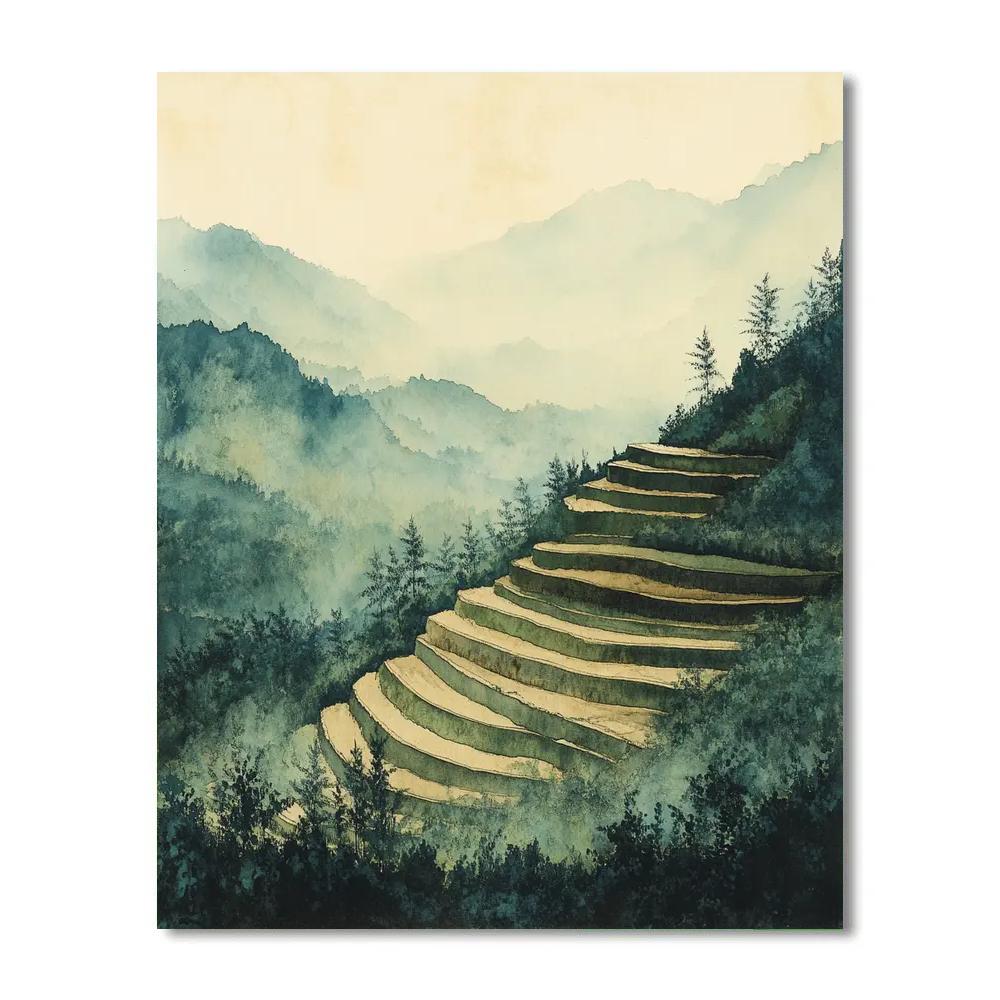 Zhao Mengfu Inspired Mist-veiled Terrace paint by number