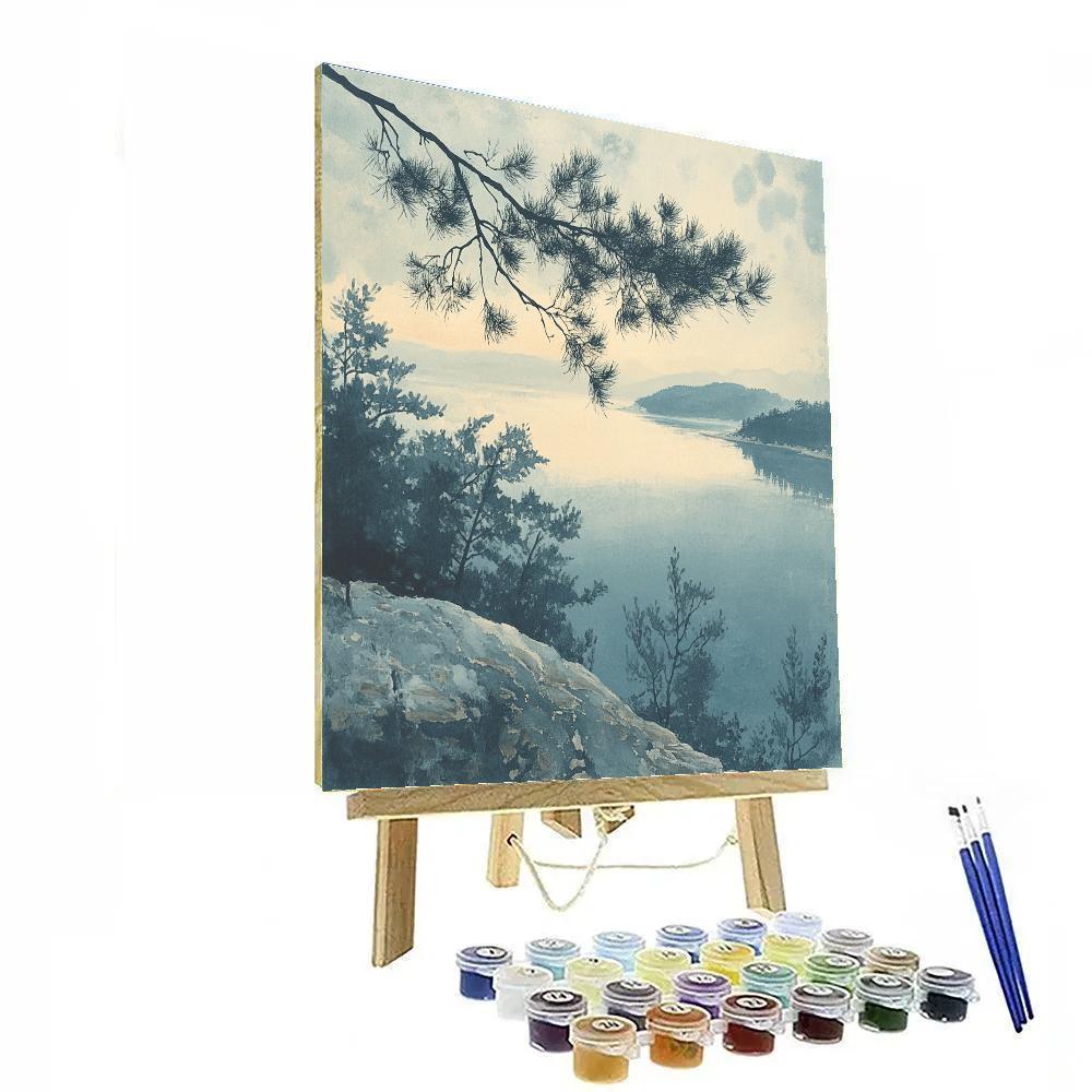 Zhao Mengfu Inspired Pine And Distant Shore Paint by numbers kits