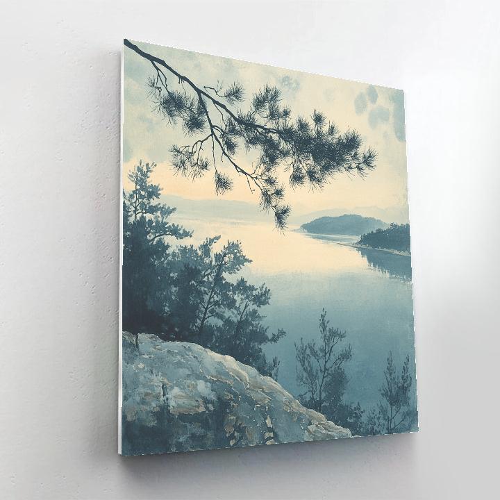 Zhao Mengfu Inspired Pine And Distant Shore Paint by numbers kits