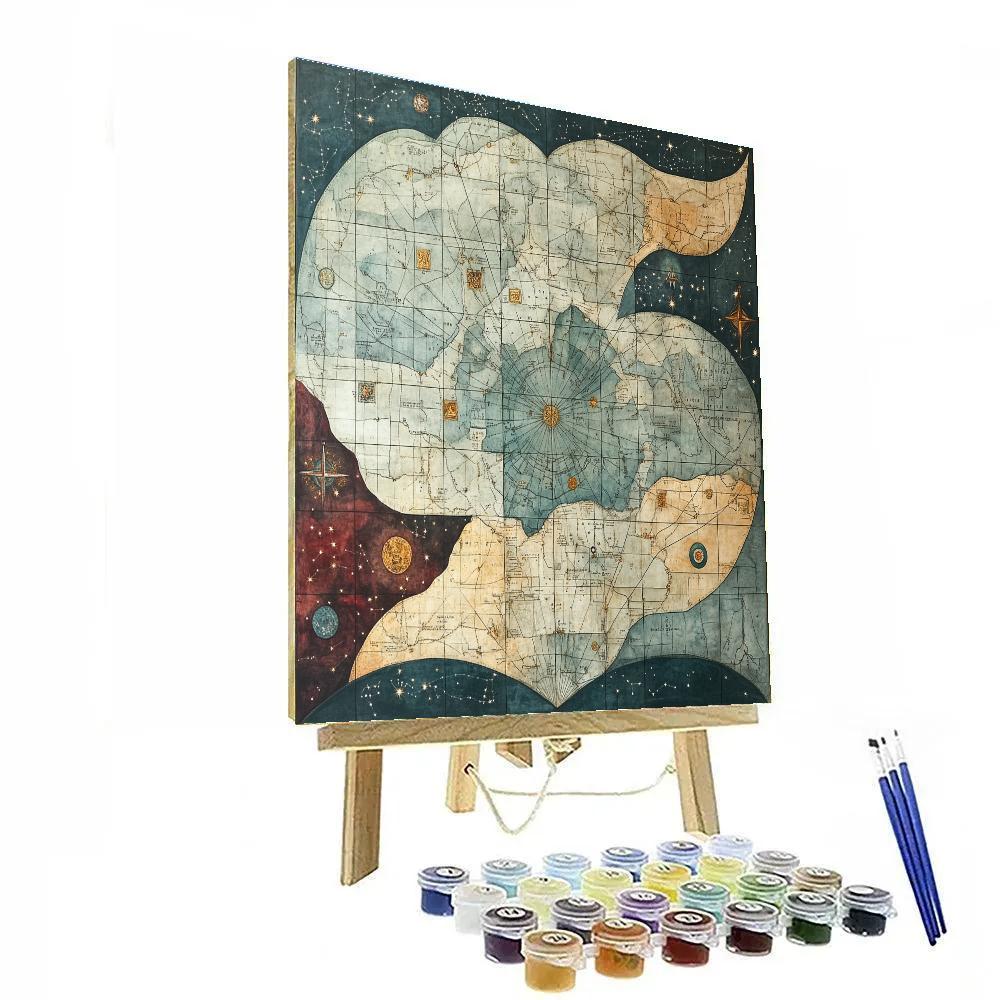 Max Ernst Inspired Nocturne Cartography paint by color