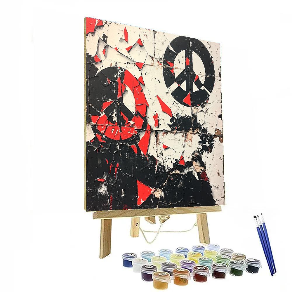 Banksy Inspired Peace Fragmentation Number painting